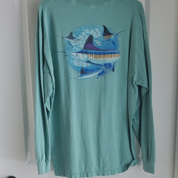 Guy Harvey Teal Long Sleeve Shirt - Picture 3 of 4